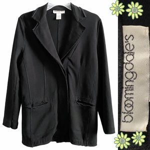 Bloomingdales soft raw-hem jacket w/ pockets, black